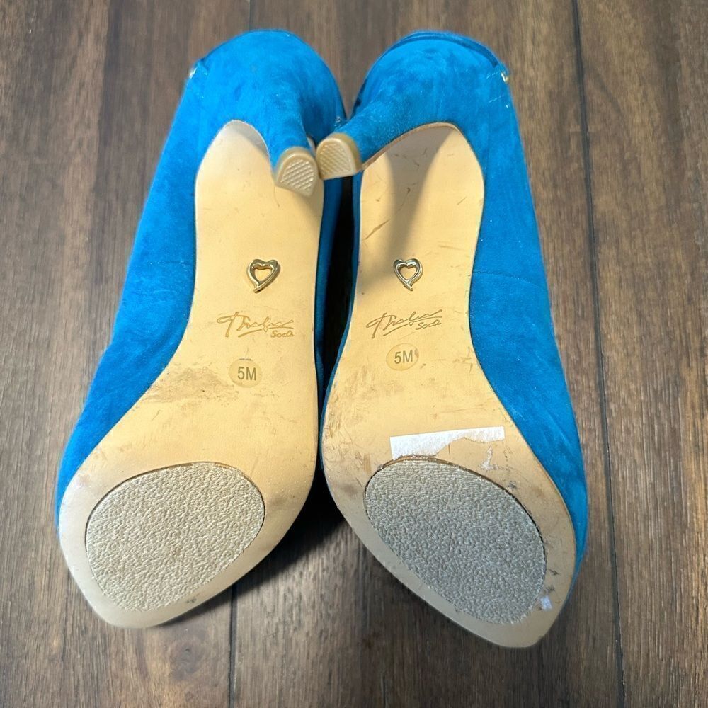 Thalia Sodi Novva Teal Blue Platform Stiletto Pumps Heels Size 5 - Picture 7 of 7